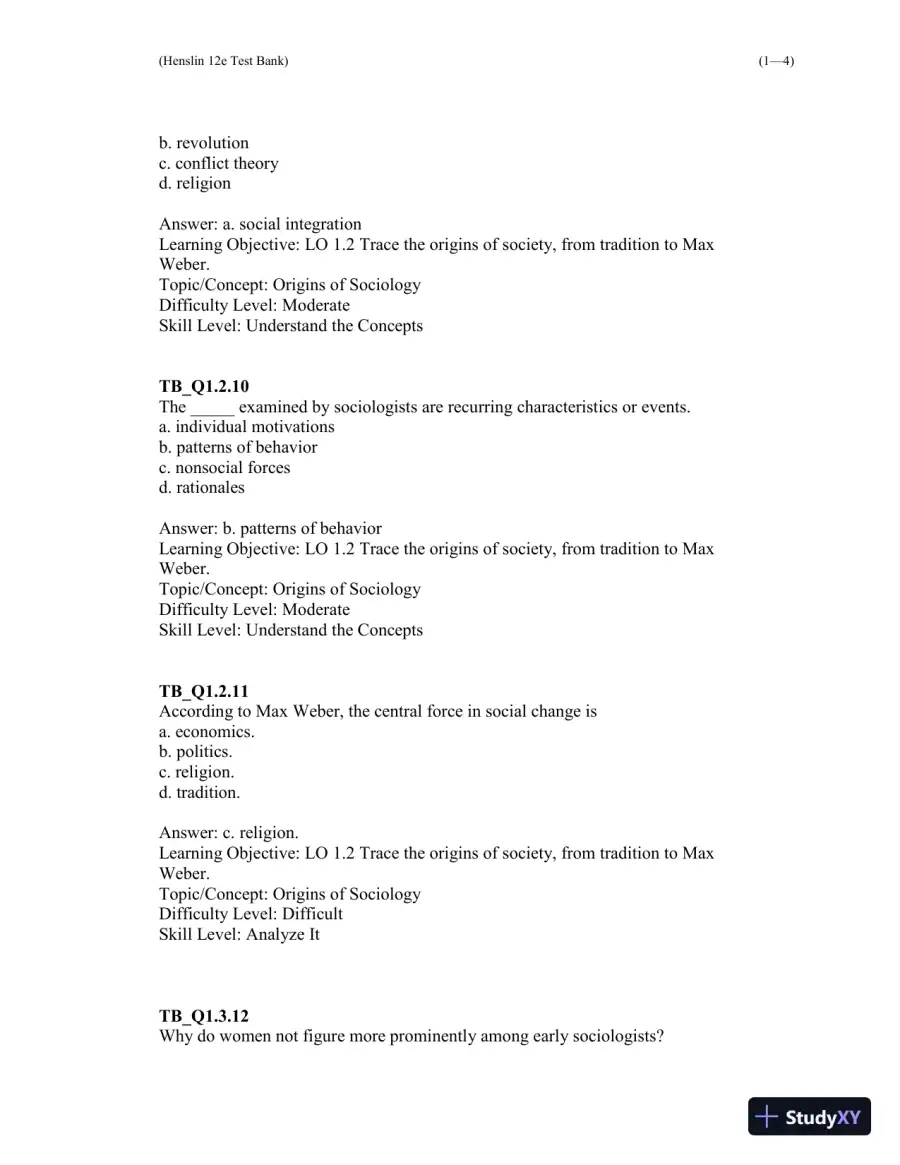 Test Bank For Essentials of Sociology 12th Edition Test Bank, page 5