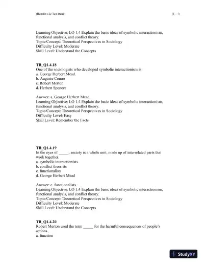Test Bank For Essentials of Sociology 12th Edition Test Bank - Page 8 preview image
