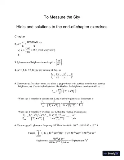 Solution Manual for To Measure the Sky: An Introduction to Observational Astronomy , 2nd Edition - Page 1 preview image