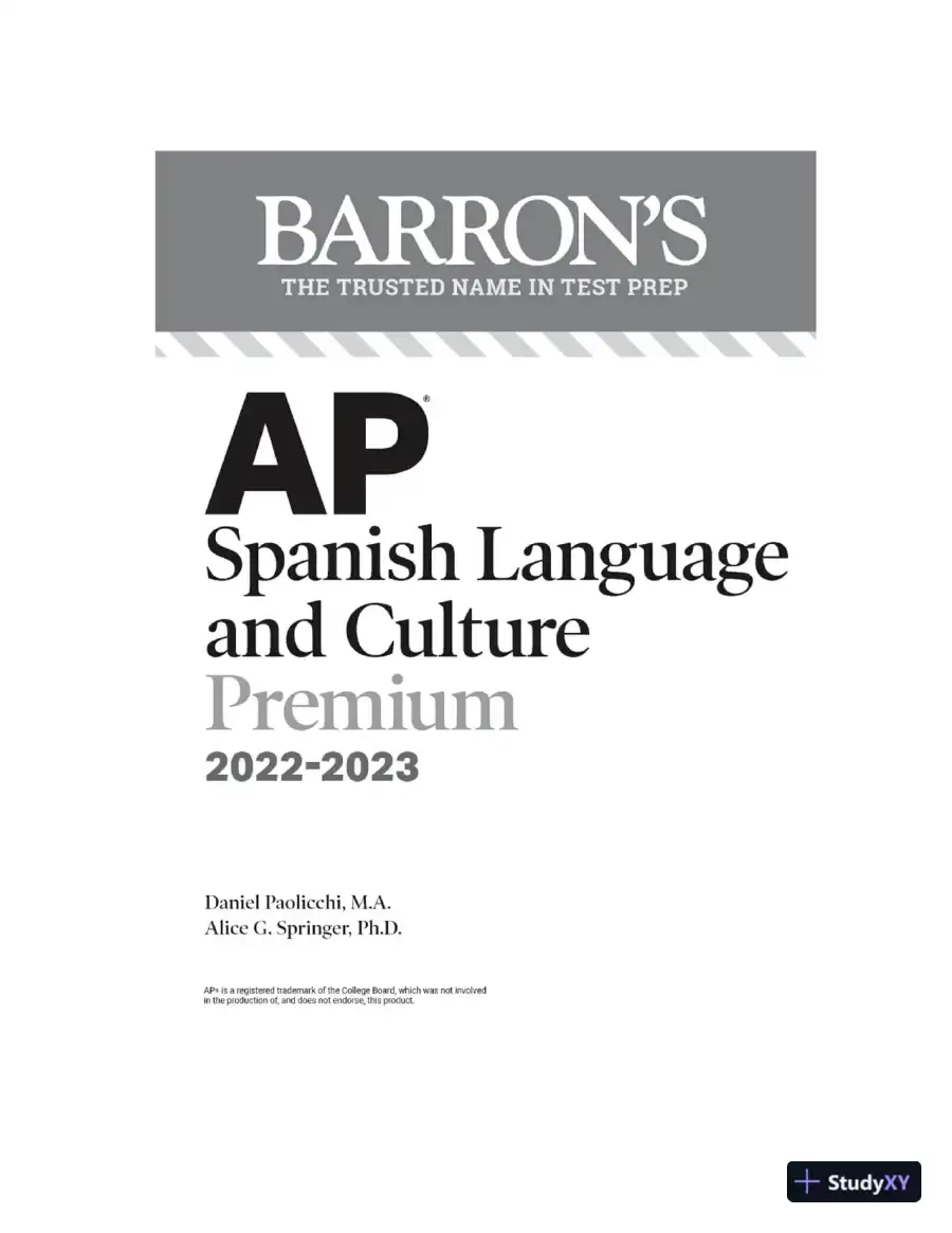 AP Spanish Language and Culture Premium, 2022-2023: 5 Practice Tests + Comprehensive Review + Online Practice (2022), page 4
