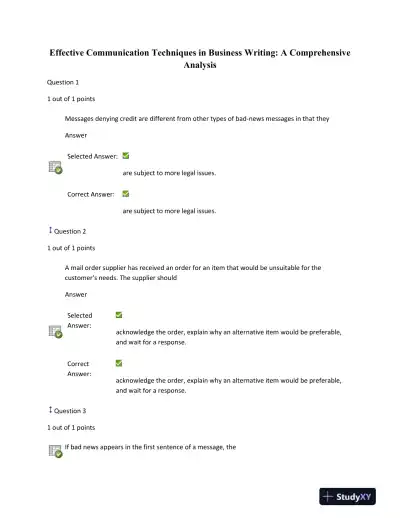 Effective Communication Techniques in Business Writing: A Comprehensive Analysis - Page 1 preview image