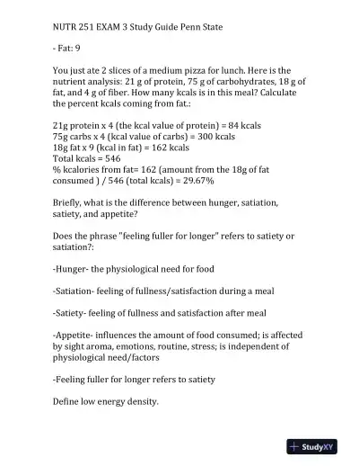 NUTR 251 Exam 3 Study Guide Penn State - Page 3 preview image