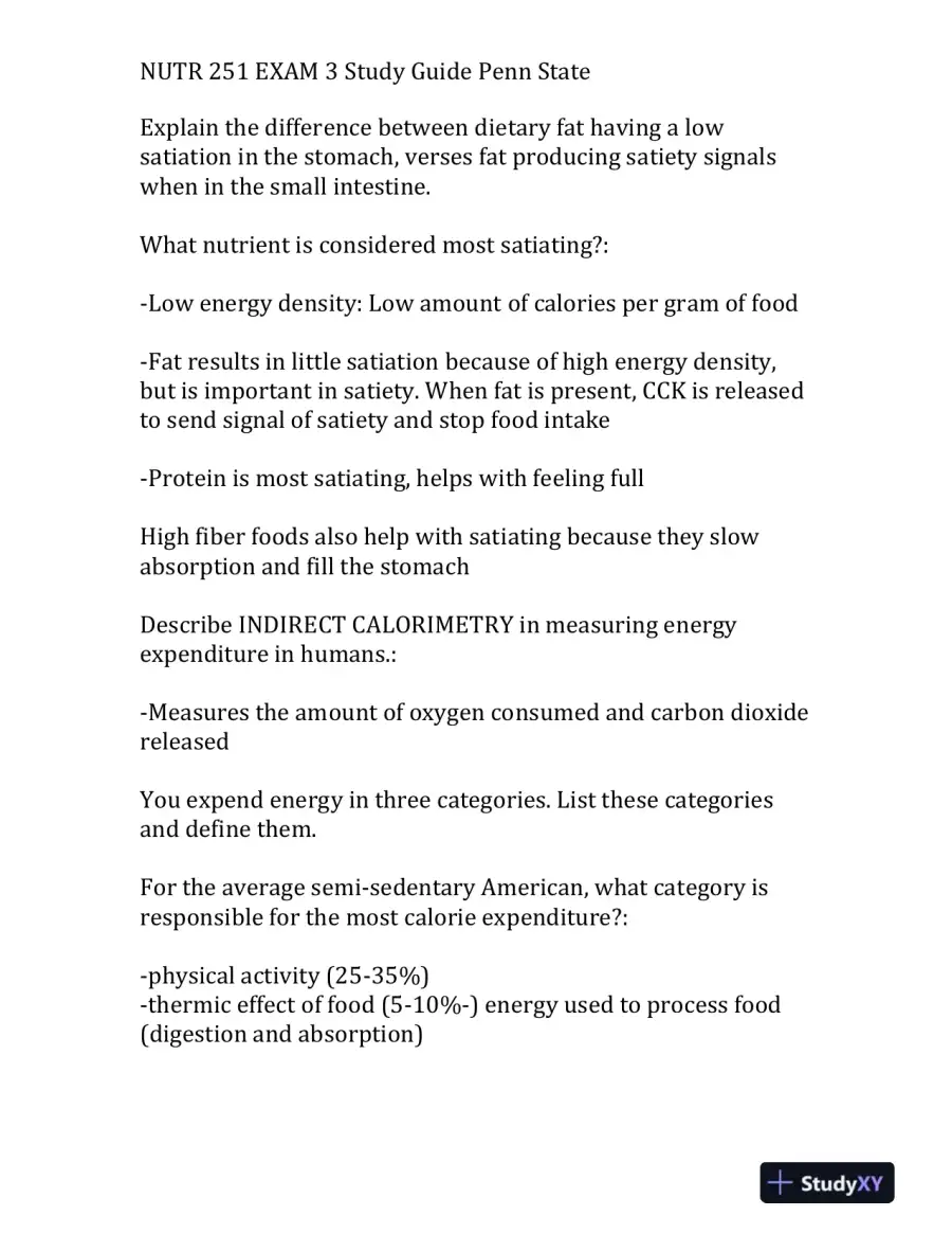 NUTR 251 Exam 3 Study Guide Penn State, page 4