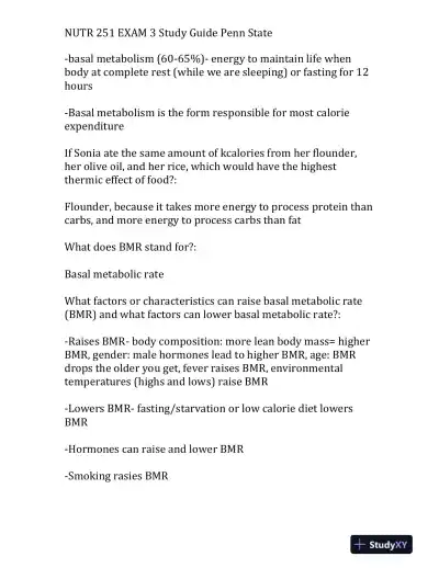 NUTR 251 Exam 3 Study Guide Penn State - Page 5 preview image