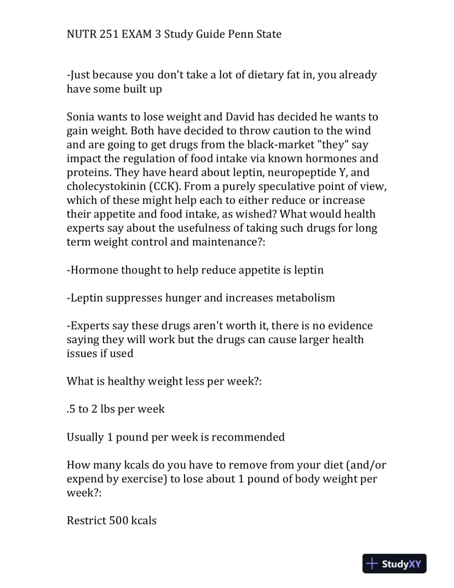 NUTR 251 Exam 3 Study Guide Penn State, page 9
