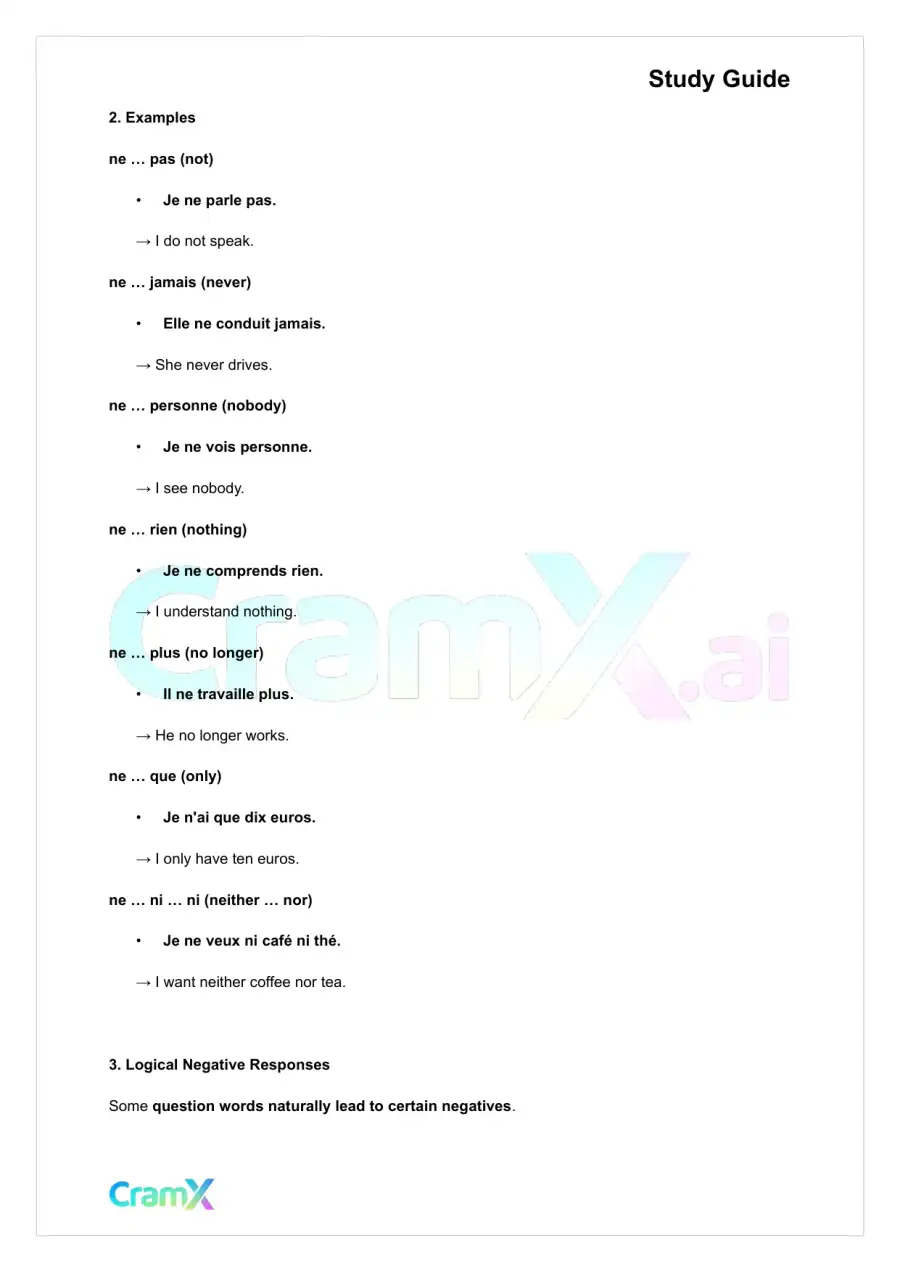 French I - Negation, page 2