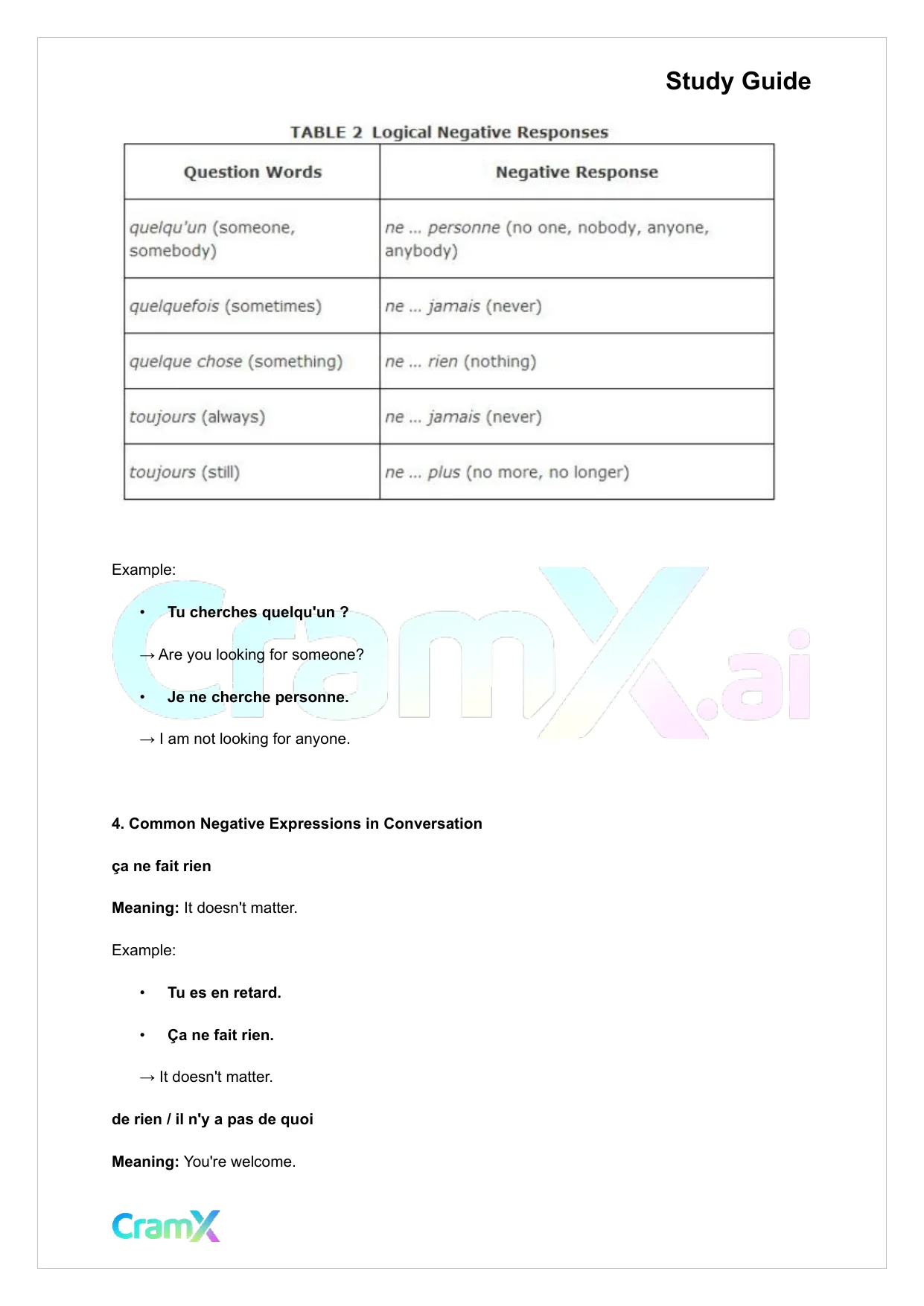 French I - Negation - Page 3 preview image