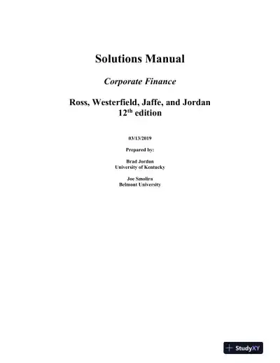 Solution Manual For Corporate Finance, 12th Edition - Page 1 preview image