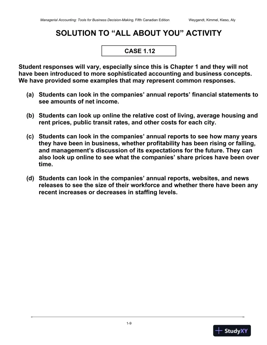 Solution Manual for Managerial Accounting: Tools for Business Decision-Making, Fifth Canadian Edition, page 10