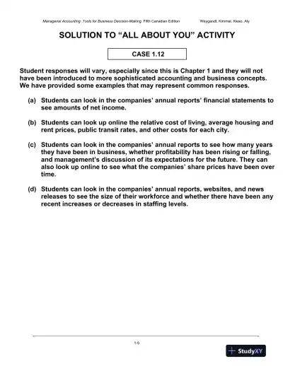 Solution Manual for Managerial Accounting: Tools for Business Decision-Making, Fifth Canadian Edition - Page 10 preview image
