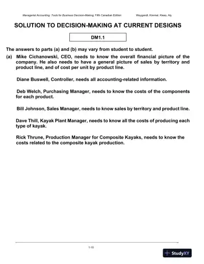 Solution Manual for Managerial Accounting: Tools for Business Decision-Making, Fifth Canadian Edition - Page 11 preview image