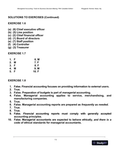 Solution Manual for Managerial Accounting: Tools for Business Decision-Making, Fifth Canadian Edition - Page 6 preview image