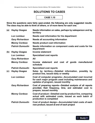 Solution Manual for Managerial Accounting: Tools for Business Decision-Making, Fifth Canadian Edition - Page 8 preview image