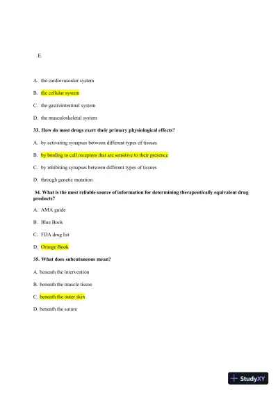 NAPSRX Pharmacology CNPR Final Exam With Answers (160 Solved Questions) - Page 10 preview image