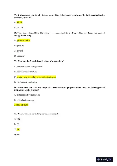 NAPSRX Pharmacology CNPR Final Exam With Answers (160 Solved Questions) - Page 12 preview image
