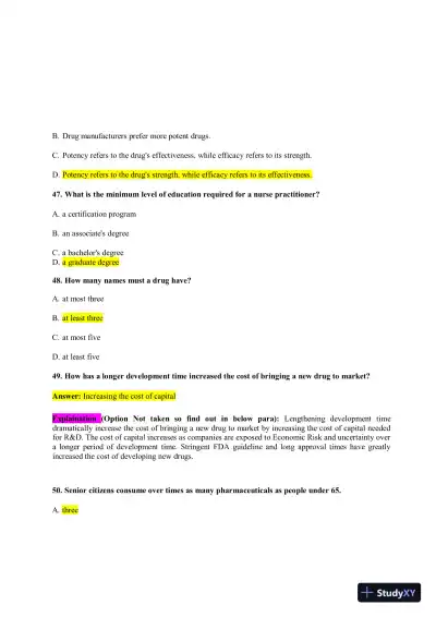 NAPSRX Pharmacology CNPR Final Exam With Answers (160 Solved Questions) - Page 14 preview image