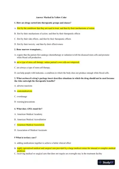 NAPSRX Pharmacology CNPR Final Exam With Answers (160 Solved Questions) - Page 3 preview image
