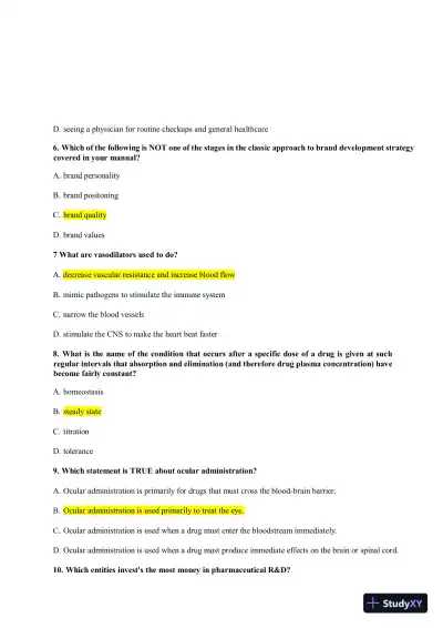 NAPSRX Pharmacology CNPR Final Exam With Answers (160 Solved Questions) - Page 4 preview image