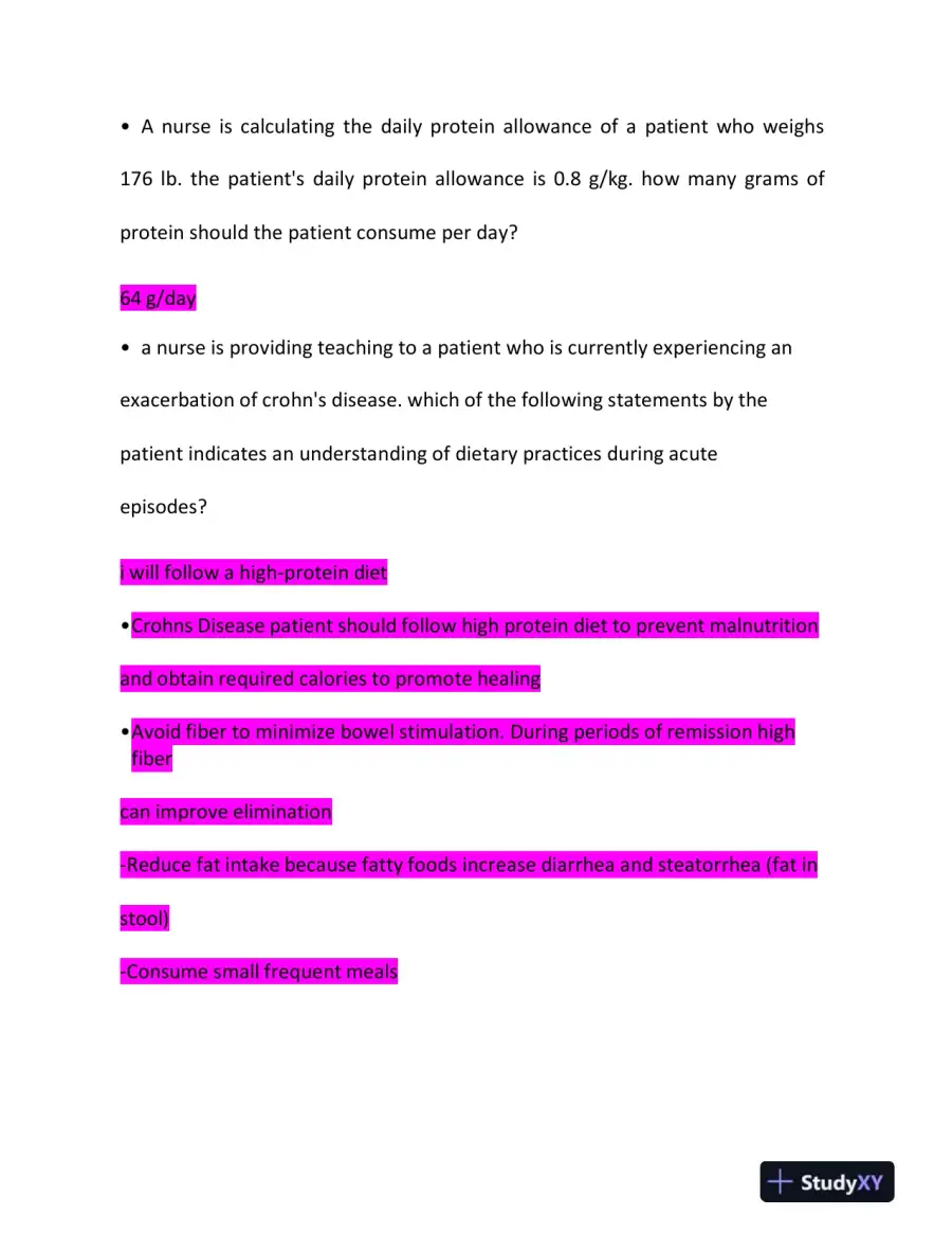 2023 ATI RN Nutrition Practice Exam With Answers (120 Solved Questions), page 5