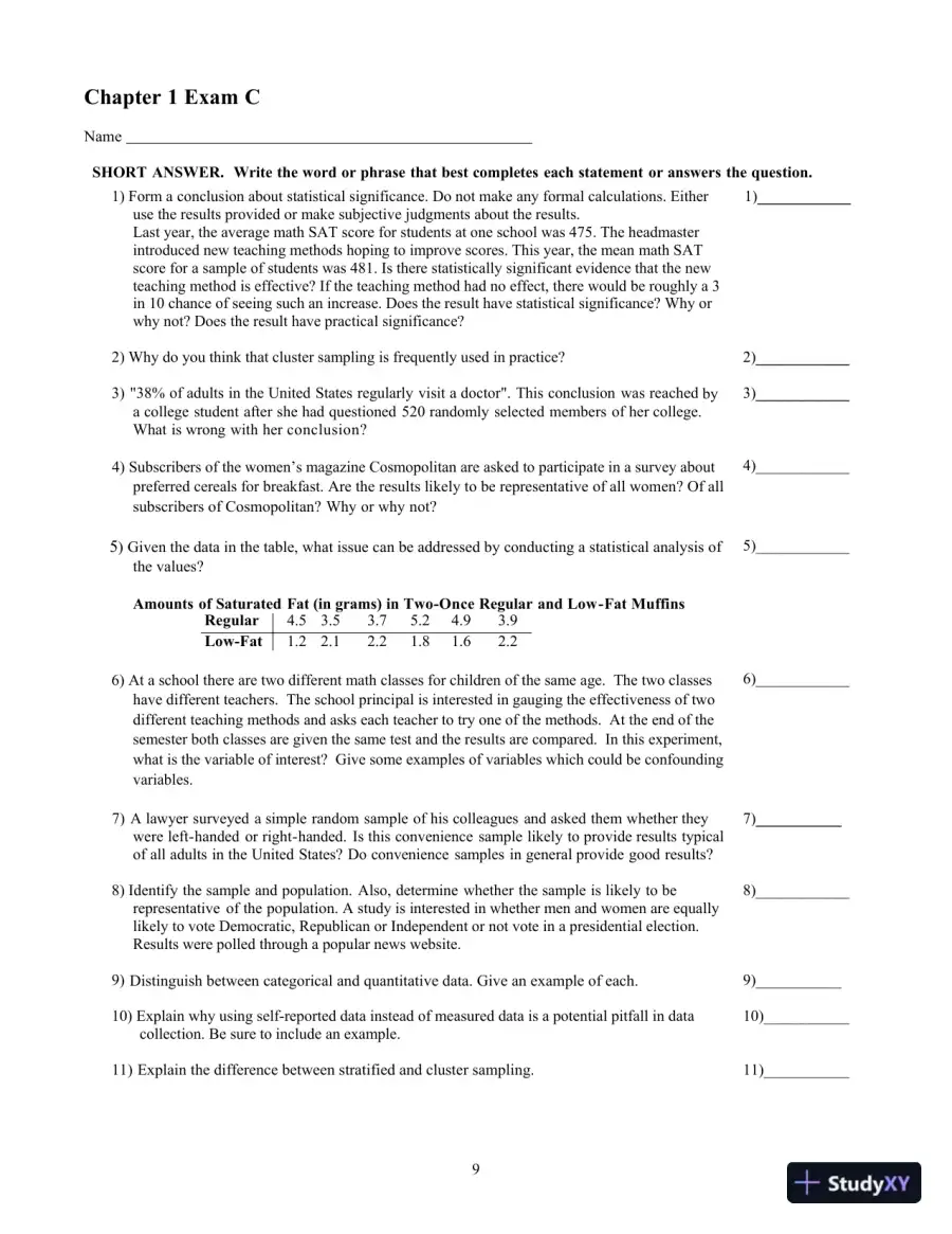 Test Bank For Essentials of Statistics, 6th Edition, page 13