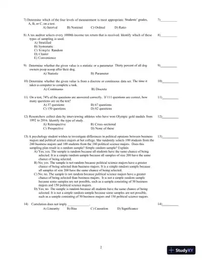 Test Bank For Essentials of Statistics, 6th Edition - Page 6 preview image