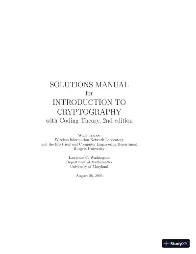 Solution Manual For Introduction To Cryptography With Coding Theory, 2nd Edition - Page 1 preview image