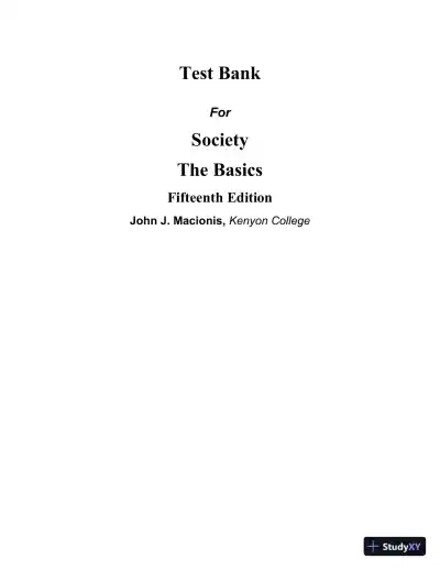 Test Bank for Society: The Basics, 15th Edition - Page 1 preview image
