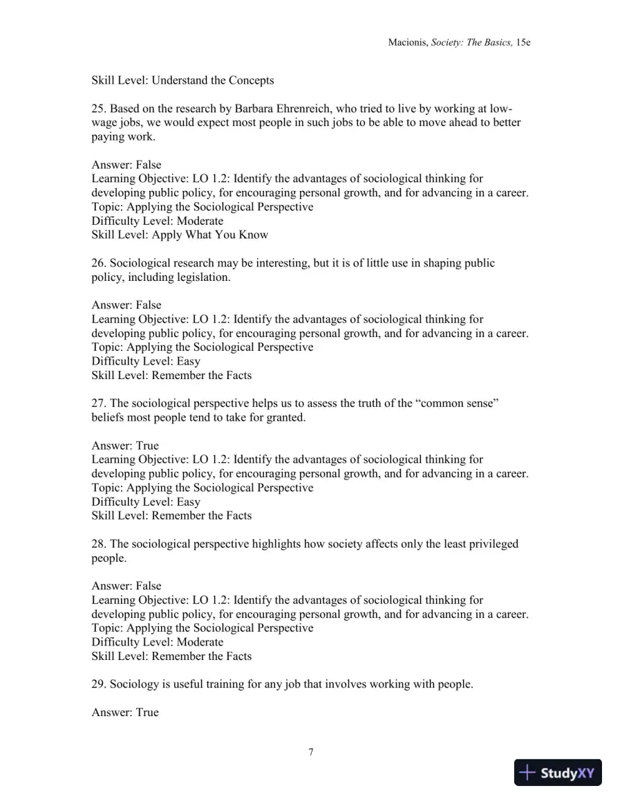 Test Bank for Society: The Basics, 15th Edition, page 10