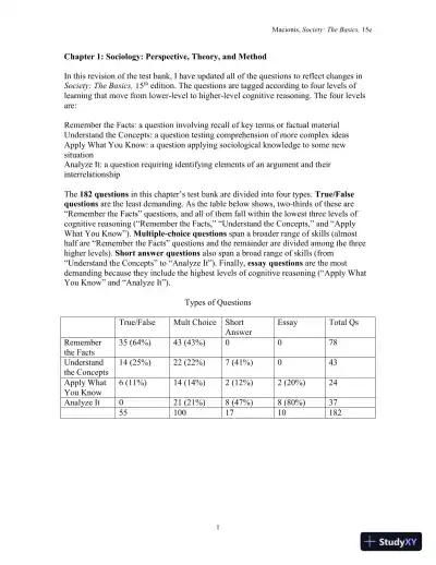 Test Bank for Society: The Basics, 15th Edition - Page 4 preview image