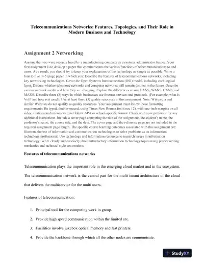 Telecommunications Networks: Features, Topologies, and Their Role in Modern Business and Technology - Page 1 preview image