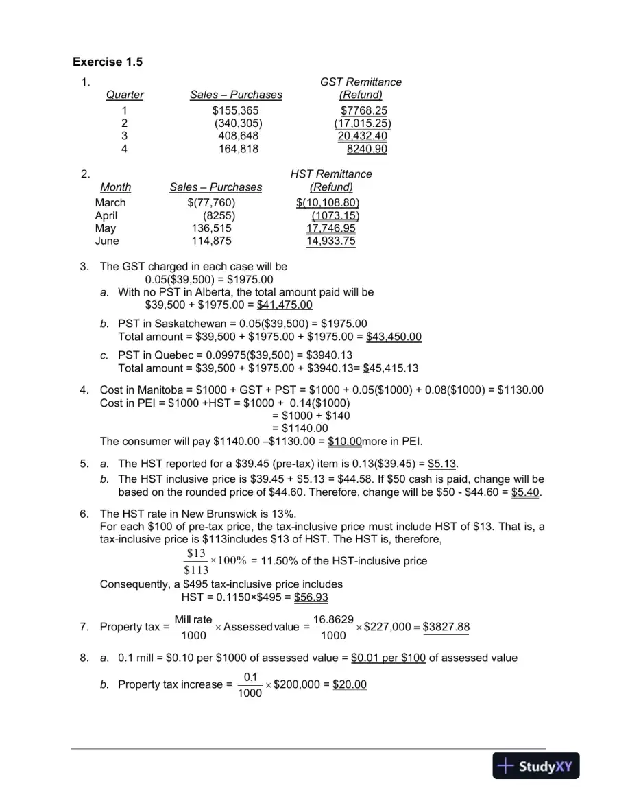Fundamentals Of Business Mathematics In Canada, First Canadian Edition Solution Manual, page 13