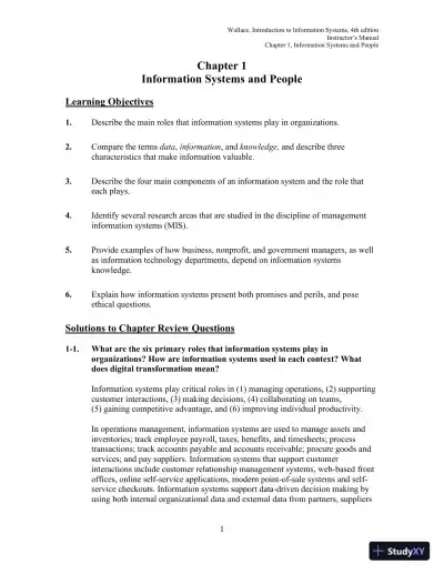 Solution Manual for Introduction to Information Systems, 4th Edition - Page 1 preview image