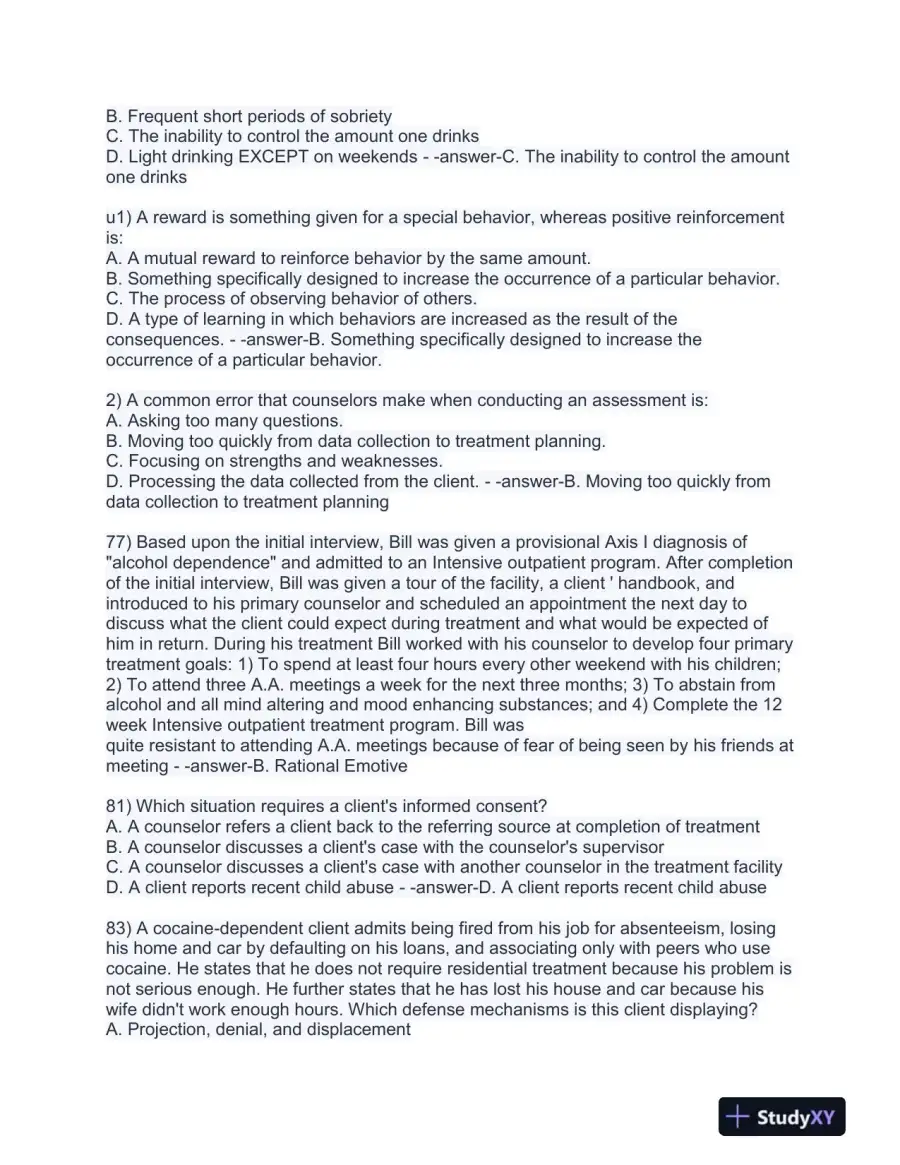 2023-2024 CADC/CDAC Certified Alcohol and Drug Counselor Pre-Test Exam With Answers (199 Solved Questions), page 3
