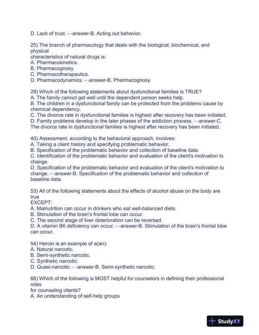 2023-2024 CADC/CDAC Certified Alcohol and Drug Counselor Pre-Test Exam With Answers (199 Solved Questions), page 6