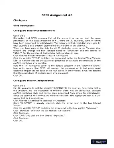 Chi-Square Analysis of Conflict Resolution Styles and School Suspension Among Students Assignment #8 - Page 1 preview image