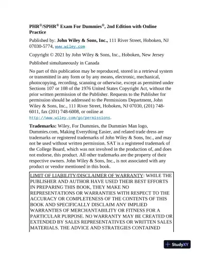 PHR/SPHR Exam For Dummies with Online Practice, 2nd Edition (2021) - Page 5 preview image