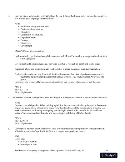 Management Of Occupational Health And Safety, 5th Edition Test Bank - Page 10 preview image