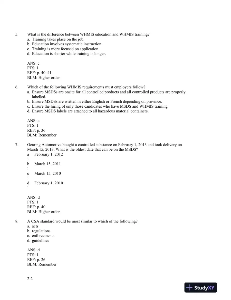 Management Of Occupational Health And Safety, 5th Edition Test Bank, page 13