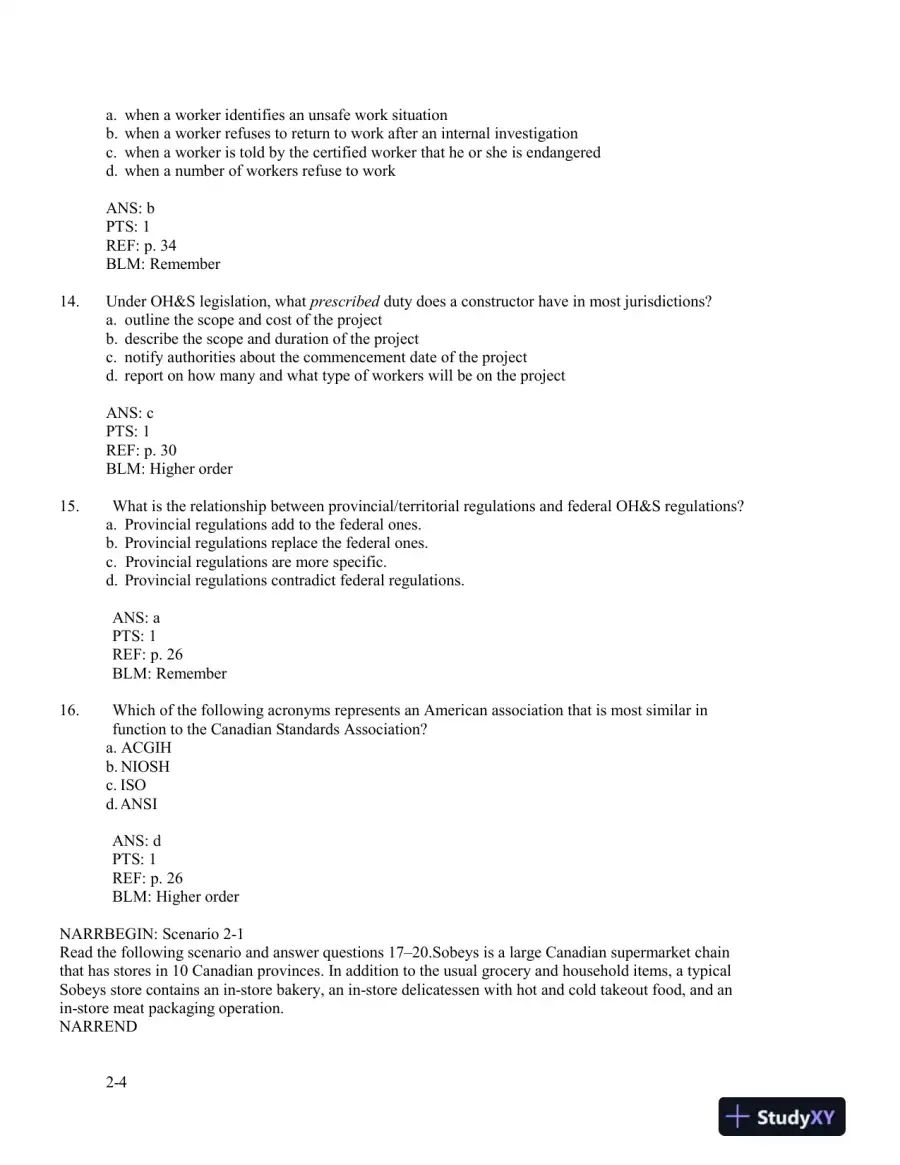 Management Of Occupational Health And Safety, 5th Edition Test Bank, page 15