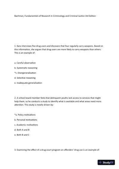 Fundamentals of Research in Criminology and Criminal Justice Third Edition Test Bank - Page 1 preview image