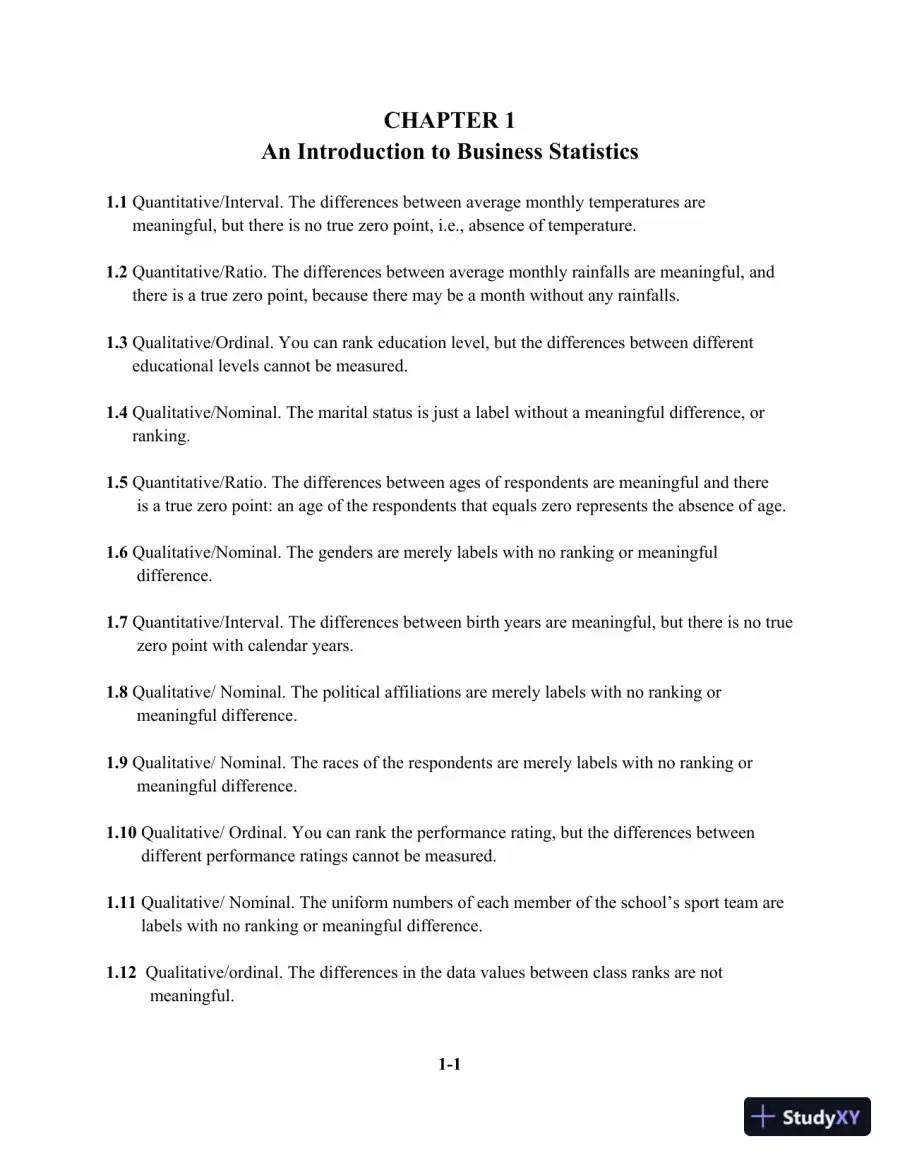 Solution Manual for Business Statistics, 3rd Edition, page 4