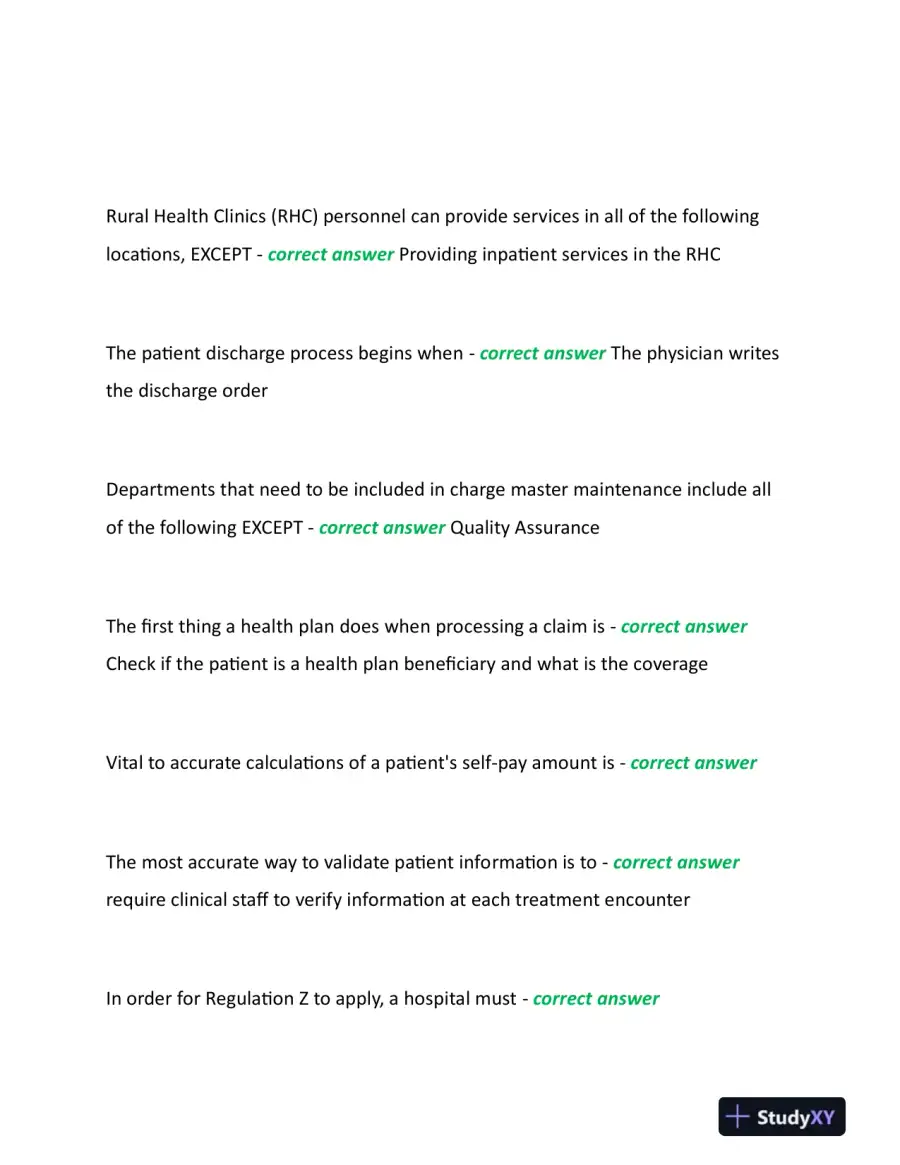 2023 CRCR Health Care Assessment Certification Review Exam With Answers (207 Solved Questions), page 11