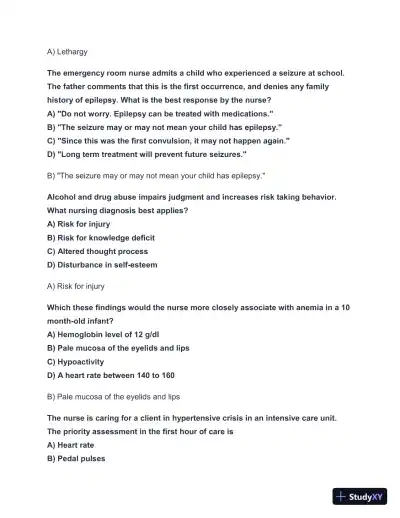 2024-2025 HESI RN Exit Exam with Answers (156 Solved Questions) - Page 4 preview image