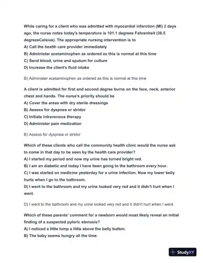 2024-2025 HESI RN Exit Exam with Answers (156 Solved Questions) - Page 6 preview image