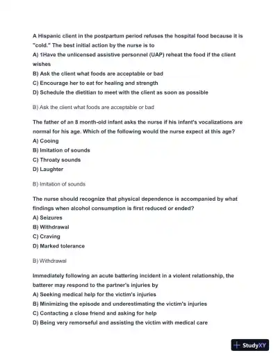 2024-2025 HESI RN Exit Exam with Answers (156 Solved Questions) - Page 8 preview image