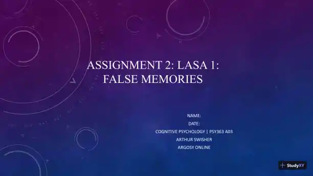 Assignment 2: LASA 1: False Memories - Cognitive Psychology PSY363 A03 - Page 1 preview image