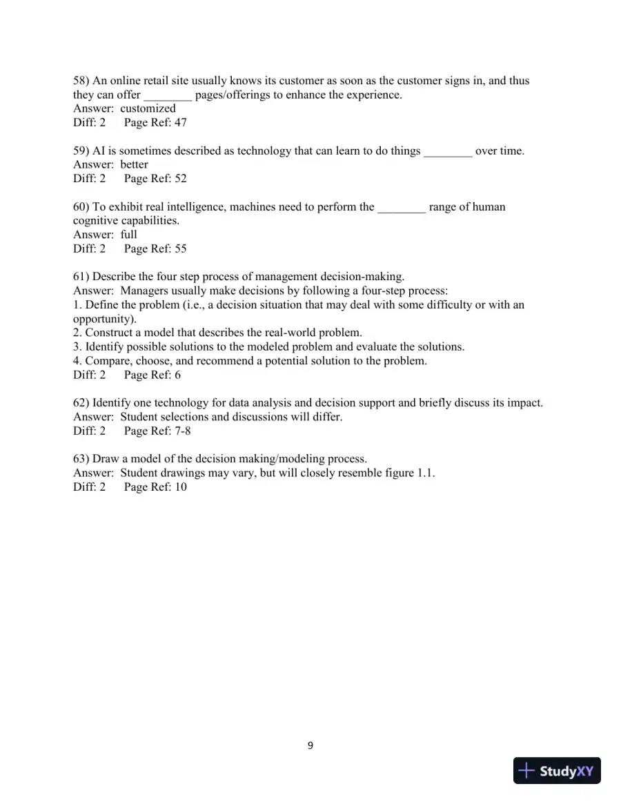 Test Bank for Analytics, Data Science, And Artificial Intelligence: Systems For Decision Support, 11th Edition, page 10