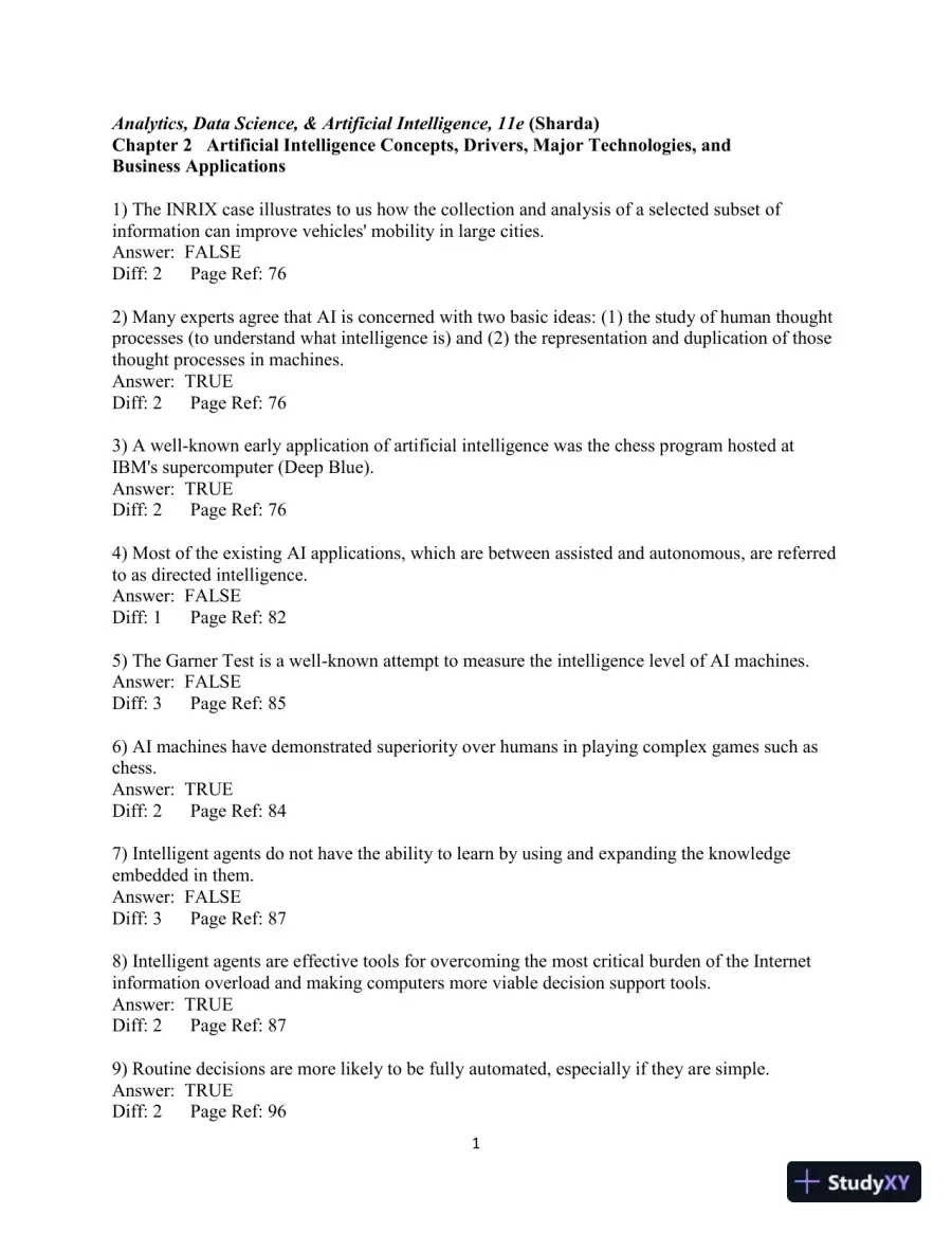 Test Bank for Analytics, Data Science, And Artificial Intelligence: Systems For Decision Support, 11th Edition, page 13