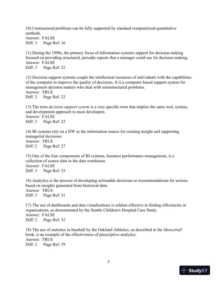 Test Bank for Analytics, Data Science, And Artificial Intelligence: Systems For Decision Support, 11th Edition, page 3