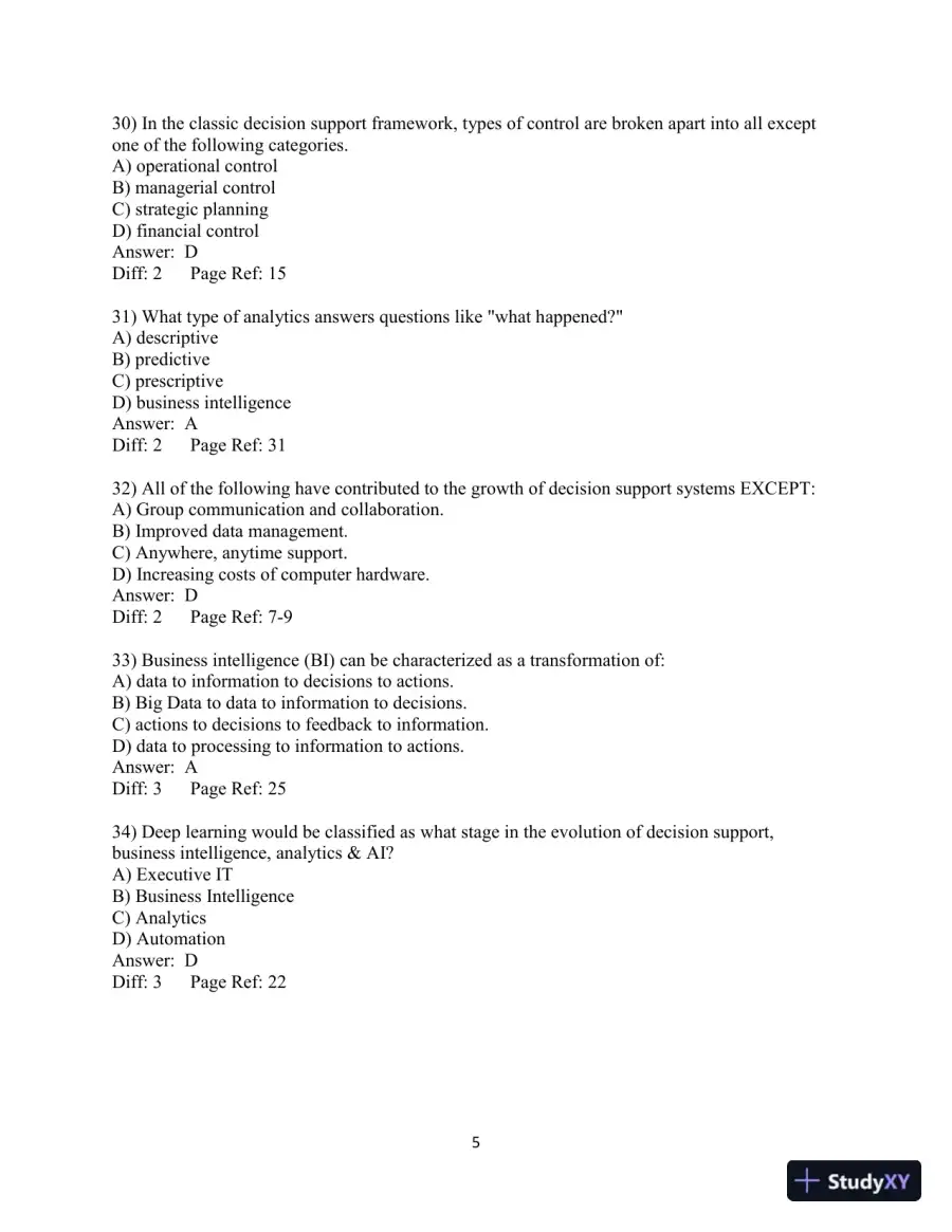 Test Bank for Analytics, Data Science, And Artificial Intelligence: Systems For Decision Support, 11th Edition, page 6